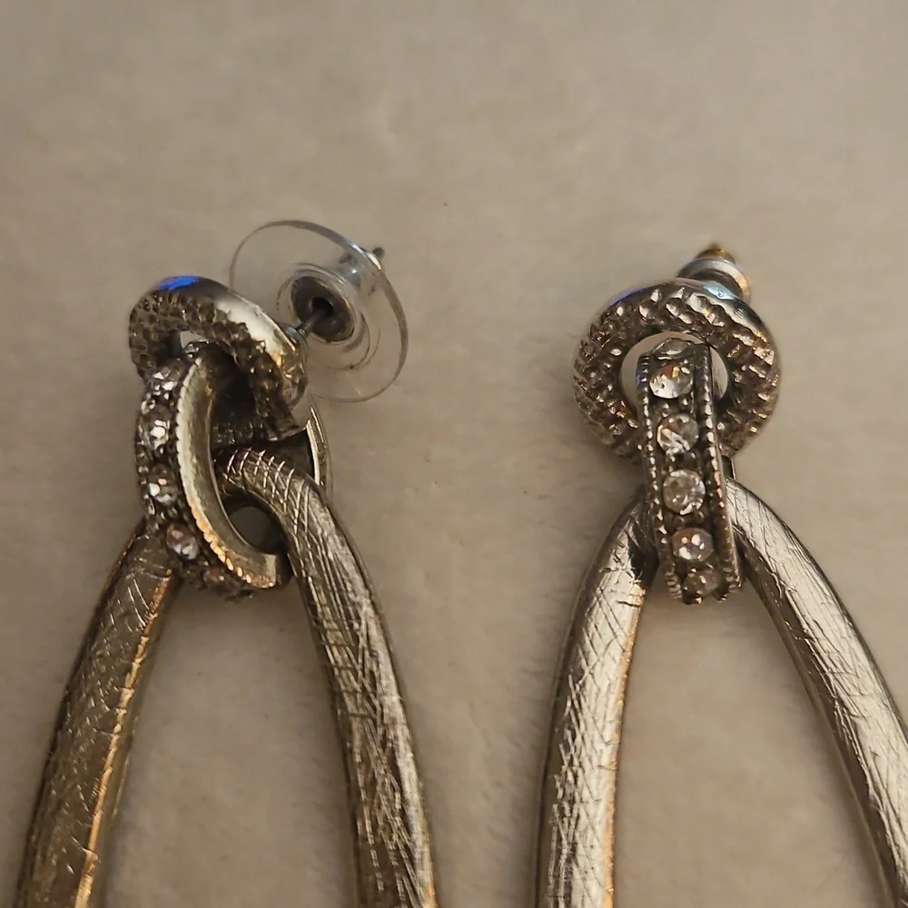 Vintage 1980s Long Doorknocker Hoop Statement Earrings